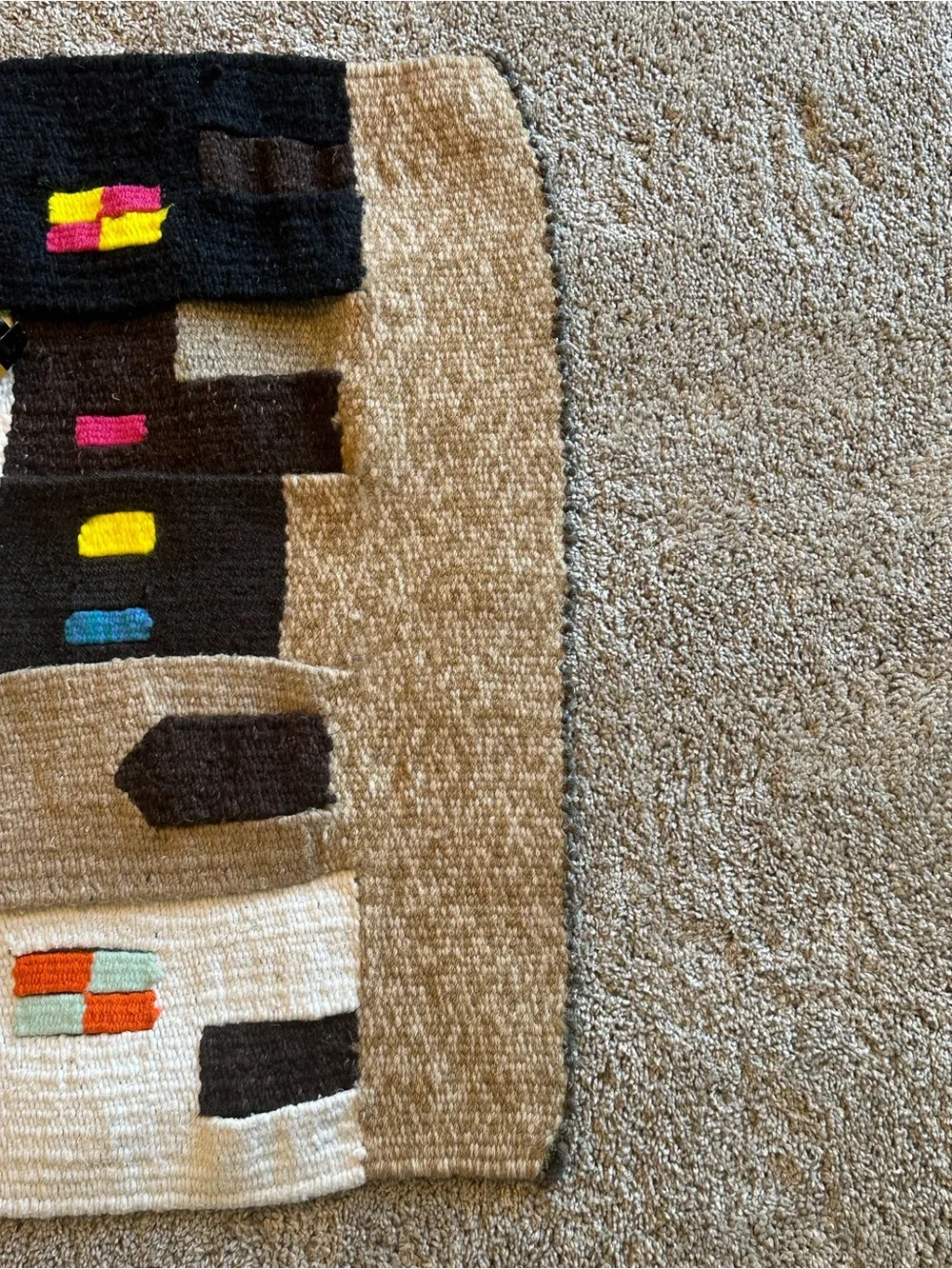 Vintage Handwoven Wool Southwestern Wall Hanging Tapestry Pueblo Desert Boho